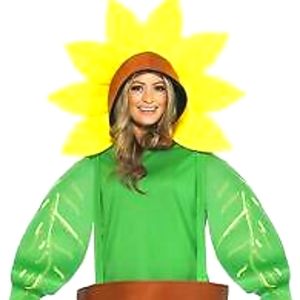 Smiffys Sunflower Costume, with Top with Attached Hood, Green, Size One Size